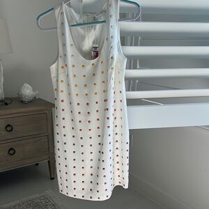 Trina Turk White Sheath Mini Dress Sleeveless Scoop Neck